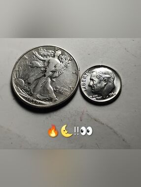 1939 D Walking Liberty Half Dollar & 1964 D Roosevelt Dime - Silver Coins 90 %si